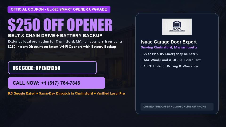$250 OFF Smart Wi-Fi Garage Door Opener Installation in Chelmsford, MA - Isaac Garage Door Expert