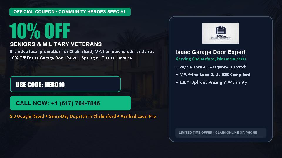 10% OFF Senior, Military & First Responder Discount in Chelmsford, MA - Isaac Garage Door Expert